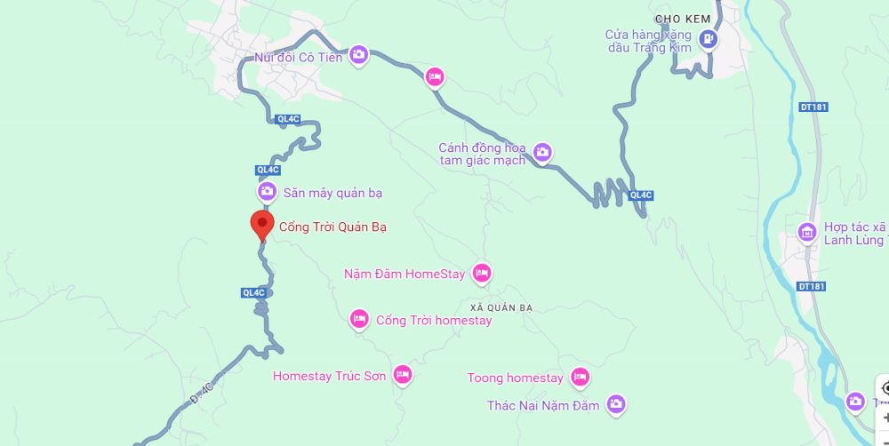 The location of Quan Ba ​​Heaven Gate on the map